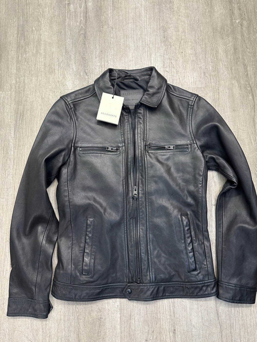 All Saints Black Leather Bomber Jacket LUCK LEATHER JACKET - Picture 9 of 15